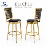Tabouret de bar moderne de luxe en acier inoxydable rembourré, chaise haute pour restaurant, hôtel, vente en gros, usine