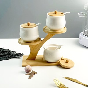 M 세라믹 참신한 디자인 양념통 세트 3개 주방 소금 설탕 보관용 가정용 - Product Image 4