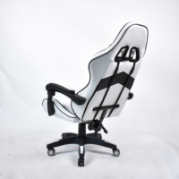 Chaises de jeu pour ordinateur avec accoudoirs inclinables personnalisables avec logo, en cuir blanc, avec éclairage LED RGB