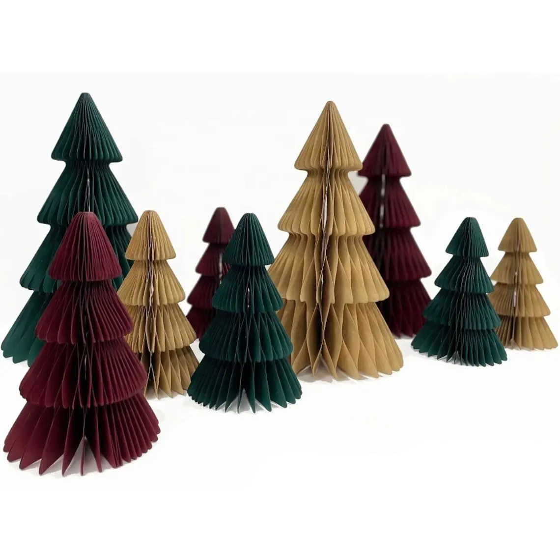 Milieuvriendelijk 120gsm Papier Kerstboom Honingraat Ornamenten Met Magneet Voor Xmas Festival Huisdecoratie