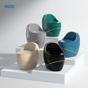 Gute Qualität Luxus Design Boden montage Wc Weißgold Linie Eierform Wassers chrank Badezimmer Keramik Einteiliger Toiletten bogen - Product Image 4