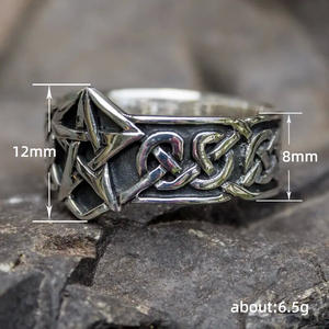 Bague en acier inoxydable à motif étoile Q394, symbole juif, bijou unisexe tendance, cadeau - Product Image 4