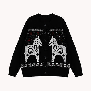 Autumn Retro Customizable Personalized Pattern <b>Knit</b> Sweater Button <b>Cardigan</b> Outerwear Warm Top Retro Button Warm Sweater - Product Image 1