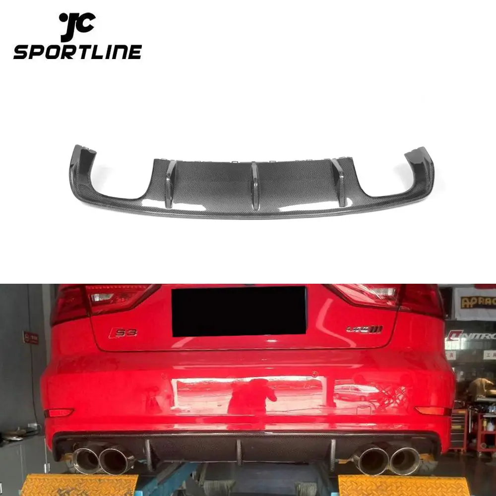 S3 Carbon Fiber Rear Diffuser for Audi A3 8V SLINE S3 Sedan 4-Door 14-16