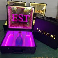 Valise de présentation de bouteilles VIP en acrylique avec éclairage LED, porte-bouteilles avec serrure, pour billets de banque en dollars américains