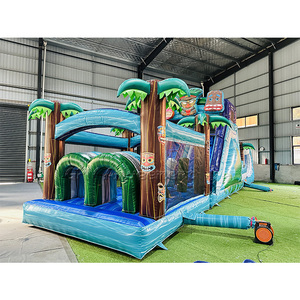 Parcours d'obstacles gonflable Palm Tree, château gonflable avec toboggan - Product Image 4