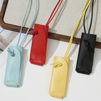 Porte-rouge à lèvres en similicuir, petit sac à rouge à lèvres, accessoires pour pull, chaîne de cou, cordon de collier, pochette à clés pour femme