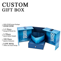 Élégante Boîte Cadeau à Double Porte en Carton sur Mesure – Coeur Surprise pour Fleurs