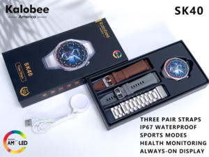 스포츠 스마트 워치 1.53 인치 스크린 라운드 페이스 315mah 배터리 3 밴드 메탈 스마트 시계 SK40 - Product Image 6