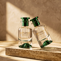 Nouveau flacon de parfum en verre cristal à fond volcanique vert, 30ml 50ml 100ml, avec pulvérisateur à pompe et brume fine, et couvercle vert