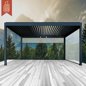 Pérgola de Patio, Gazebo de Aluminio de 10x13 pies, Pérgola Exterior Ajustable con Persianas, Cortinas y Mosquitera - Product Image 3