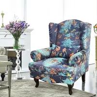 เก้าอี้ผ้าที่เรียบง่ายการออกแบบใหม่บ้านเฟอร์นิเจอร์ Wingback เก้าอี้ห้องนั่งเล่นที่ทันสมัยสำเนียงดอกไม้ปีกสูงกลับสำเนียงเก้าอี้