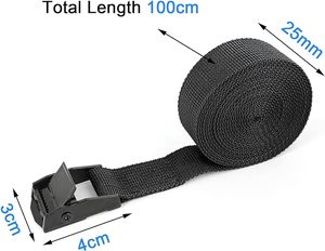 調整可能な25mm 1mポリエステルタイダウンストラップ800lbsオートバイ貨物トラック用カムバックルSUPカヤック荷物テンショニングベルト - Product Image 2