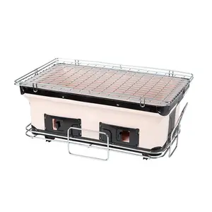 Hibachi-Parrilla de carbón portátil para acampada al aire libre, parrilla de mesa pequeña japonesa