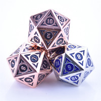 Dés polyédriques creux en alliage de zinc à faible MOQ, 7 pièces, gravés au laser, logo personnalisé, vente en gros d'usine, D&D RPG