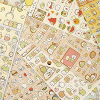 Autocollants Kawaii Pastèque Sumikko Gurashi Anime Japonais Dorés pour Scrapbooking DIY Papeterie Mignonne pour Journal Intime