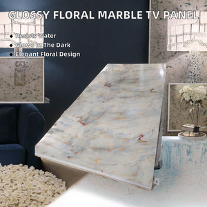 Placa de PVC de Alta Calidad con Acabado Brillante, Diseño de Mármol y Cristal de Carbono 1220, Moderna, Impermeable, Noctilucente, Fluorescente, con Patrón Floral, para Pared de Fondo de TV - Product Image 2