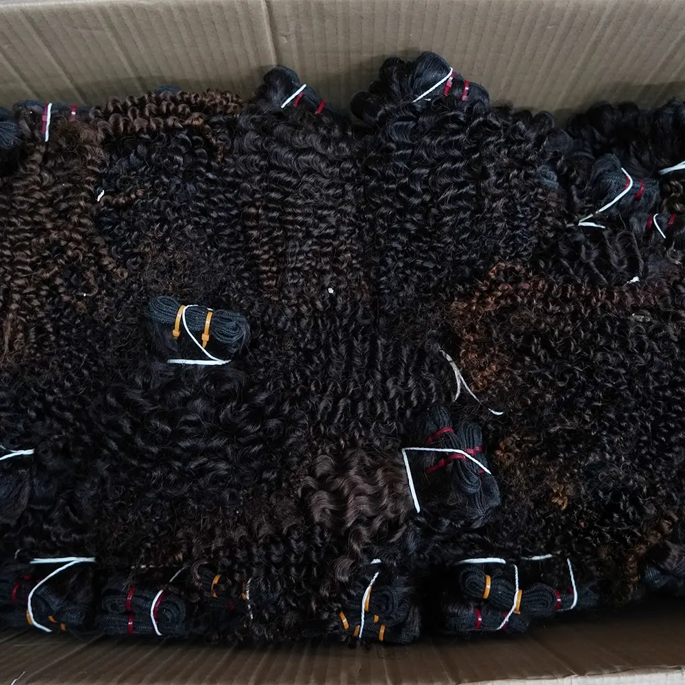 WXJ raw unprocessed human hair burgundy afro kinky curly brazilian virgin hair wholesale 20pcs bundles 840g hair extension