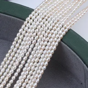 2-2.5mm AAAA di buona qualità naturale bianco minuscole perle sciolte vera acqua dolce filo di perle di riso per la creazione di gioielli
