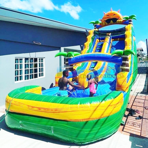 Commercial grade kids backyard bounce house combo inflatable sunshine paradise water <b>slide</b> with <b>pool</b> - Product Image 1