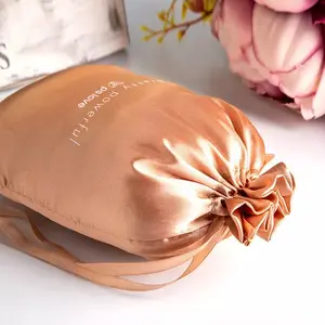 Bolsa de cetim para cabelo, pacote promocional de embalagens para cabelo