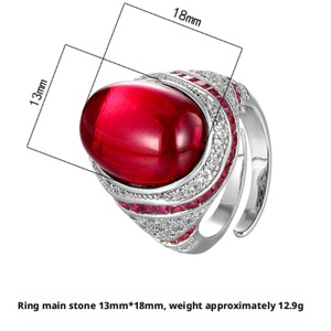 Fashion Jewelry Eco-friendly Copper 13*18mm Red Corundum Cubic Zirconia Vintage Statement <b>Ring</b> for Feminine Statement Looks - Product Image 2