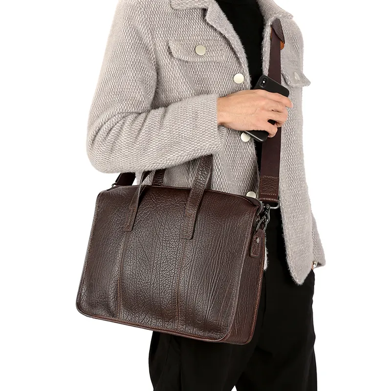 Özel iş deri Satchel omuz Crossbody Messenger Tote çanta çanta evrak deri Laptop çantası