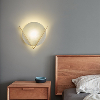 Nordic Lampu Dinding Bundar Modern Sederhana Lampu Hias Dinding Latar Belakang Ruang Tamu Lampu Belajar Kamar Tidur Lampu Dinding Marmer