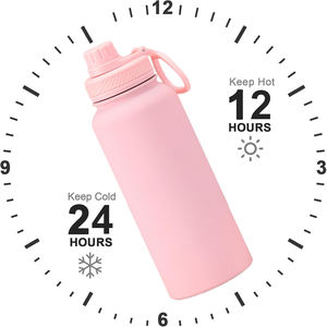 Bouteille d'eau sport isotherme à double paroi en acier inoxydable 1L (32oz) avec logo personnalisé et revêtement poudré - Product Image 3