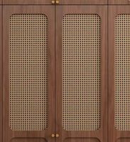 Chambre à coucher écologique vestiaire professionnel personnalisé vêtements stockage armoire avec rotin tissage