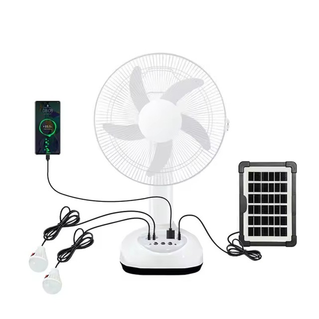 14-Inch Smart AC DC Portable Solar Table Fan Electric Rechargeable With Solar Power Lightweight & Easy to Use