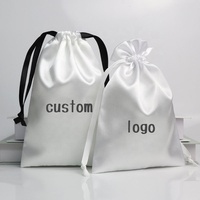 Top qualité impression personnalisée Logo pochette soie Satin tissu cordon poussière Lingerie sacs à main sac Satin cheveux cosmétique bijoux pochette sac