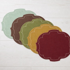 Sets de table classiques en coton avec serviettes en vert et brun, forme irrégulière, pour la décoration de table, lavables en machine - Product Image 5