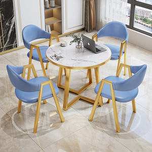 Tavolo Rotondo Moderno in Legno Massello con Sedie, Arredamento Commerciale per Ristoranti, Tavolo Piccolo per 2-4 Persone - Product Image 2