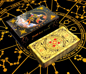Láser Fortune Feeron: Mazos de tarot personalizables de papel con lámina dorada rectangular para entretenimiento familiar, principiantes y expertos, de plástico. - Product Image 5