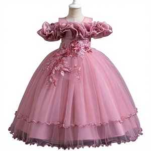 Robe de soirée moelleuse à une épaule pour enfants, vente en gros, pour mariage, banquet, spectacle, vêtements de scène pour filles - Product Image 1
