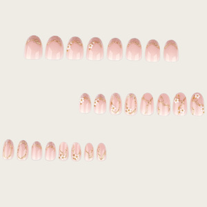 Hot-selling <strong>Simple</strong> And Fresh Cross/rose Flower-designed Press-on Nails3D <strong>Nail</strong> Tips Short And Round For A Chic Natural Look - Product Image 2