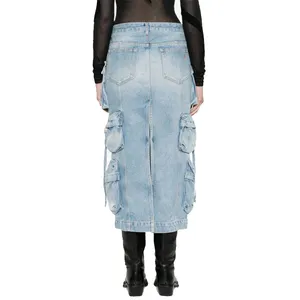 Wholesale Sale Of OEM High Quality Personality Skirt Super Multi-pocket Decorative Skirt Fashion Denim Tooling Skirt