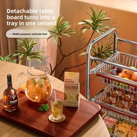 Chariot de rangement de cuisine mobile multifonctionnel à 5 niveaux en acier au carbone de style vintage pour collations et fruits