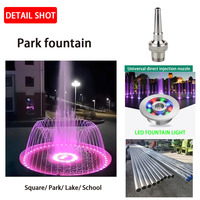 Air Mancur Menari Musik DMX512 Stainless Steel yang Dapat Diprogram, Pertunjukan Air Interaktif Cerdas dengan Jet Tinggi LED RGB Sirkular untuk Plaza Resort