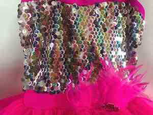 Falda de punto de Spandex brillante con espalda de tiras Dobladillo de lentejuelas rizadas sobre calzoncillos adjuntos para Tap & Jazz Dancing Usable en el escenario - Product Image 3