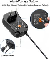 Alimentation universelle AC/DC 30W 3V-12V 2A, adaptateur multi-tension avec port USB 5V 2A et 10 prises DC pour appareils électroniques domestiques
