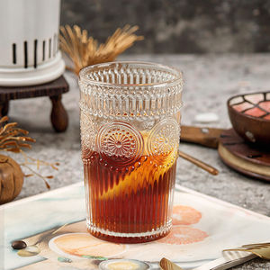 Vintage Zonnebloemglas Drinkwaren Gouden Rand Reliëf Vergulde Waterbeker Voor Souvenir Of Cadeau Beker - Product Image 3