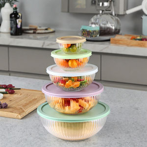 Set di Ciotole in Vetro per Insalata con Coperchio per Conservazione, Cottura, Preparazione, Lavabili in Lavastoviglie, Ecologiche, per Preservare la Freschezza - Product Image 1