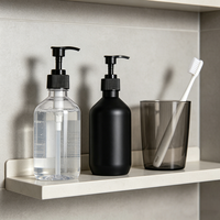 Bouteilles distributrices Boston personnalisées en plastique noir mat de 300 ml et 500 ml, vides et rechargeables, pour savon liquide, lotion et shampoing