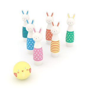 Jeu de quilles en bois <span class=keywords><strong>pour</strong></span> enfants, jeu éducatif <span class=keywords><strong>pour</strong></span> enfants, jeu de quilles en bois de dessin animé <span class=keywords><strong>pour</strong></span> enfants, jeu de plein air, jouet de Pâques - Product Image 3
