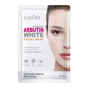 Máscara facial de marca própria Nicotinamide Arbutin Anti-rugas Máscara Facial Folha hidratante para rosto e pele branqueando