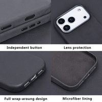 Cuero magnético real de anilina completamente envuelto OEM/ODM personalizado con botón de cámara Ai para iPhone 17 16 15 14 13 12