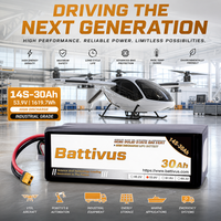 Batterie semi-solide pour drone UAV 210Wh/kg, 14S 60.9V 30Ah 30000mAh, LiPo haute tension pour système d'avion VTOL de relevé et de cartographie