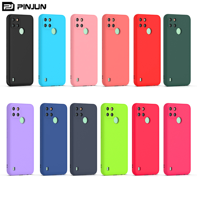 PINJUN Soft Tpu Solid Color Mobile Phone Case Carcasas De Colores Para Celular Cover ShockProof for Realme C21y C53 C55 C33 C30s
